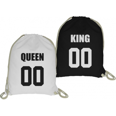 Zestaw plecaków worków ze sznurkiem dla par zakochanych na walentynki komplet 2 sztuki King Queen numer